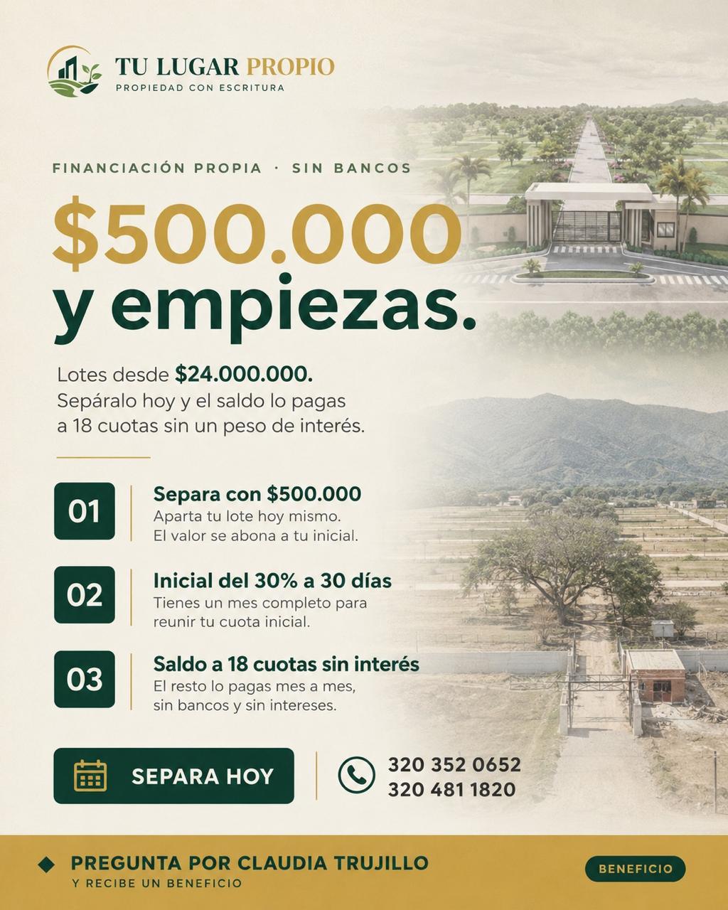 Información de financiación para la compra de lotes